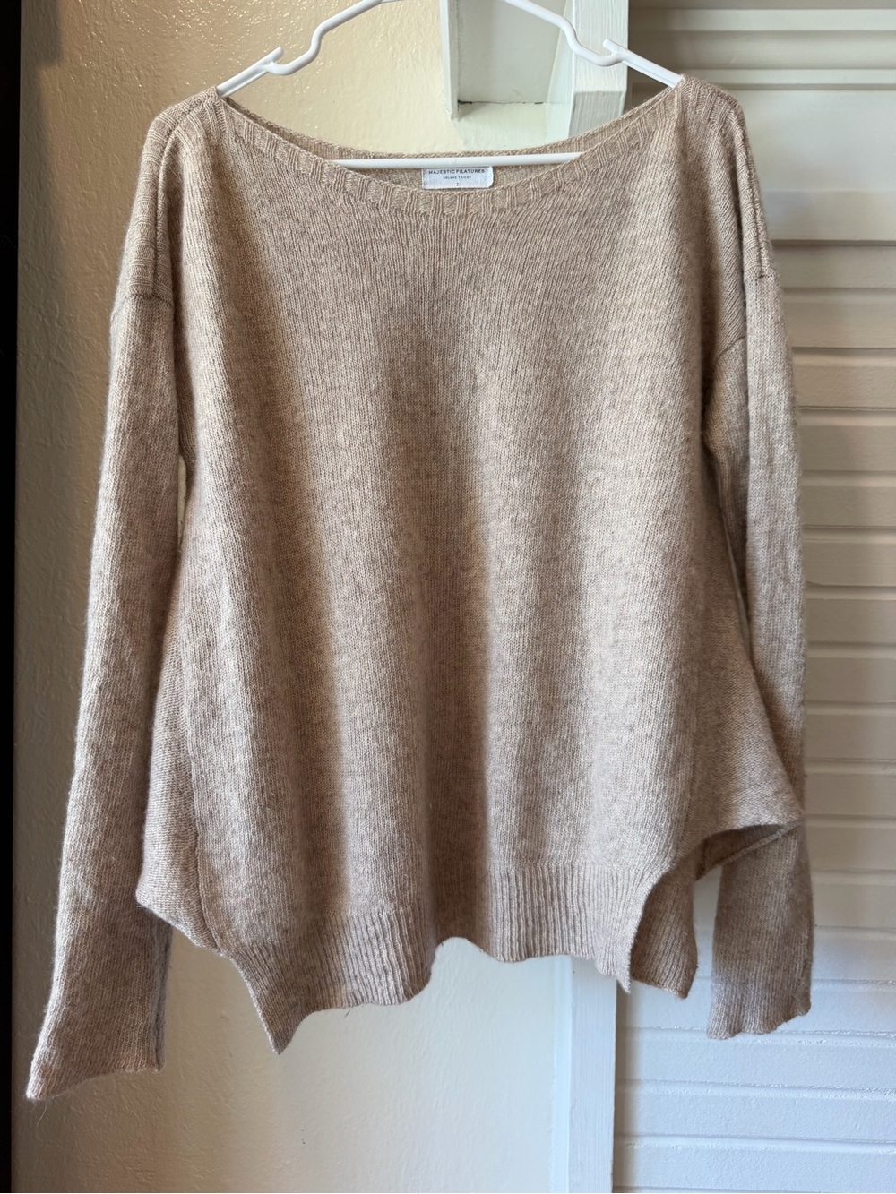 Majestic Filatures Wool Cashmere Oversized Sweater Beige Size 2 Made in Italy